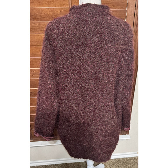 Peter Nygard Womens Coat Mohair Alpaca Wool Reversible Burgundy Jacket sz 14 - Picture 5 of 11